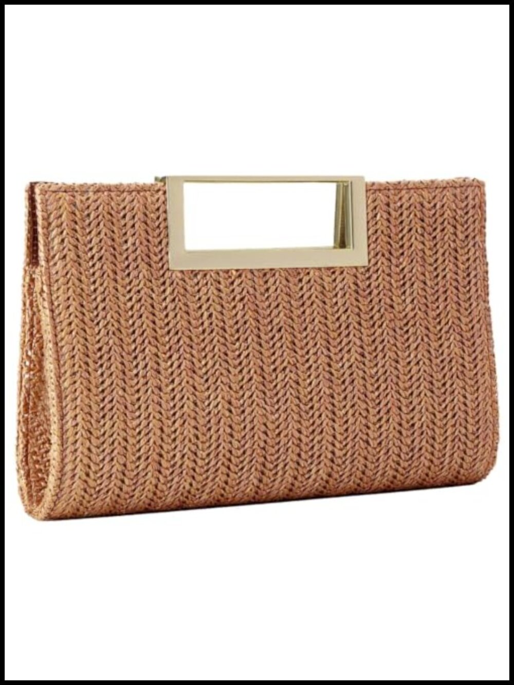 Women's Straw Raffia Clutch Purse Top Handle Woven Handbag with Crossbody Strap